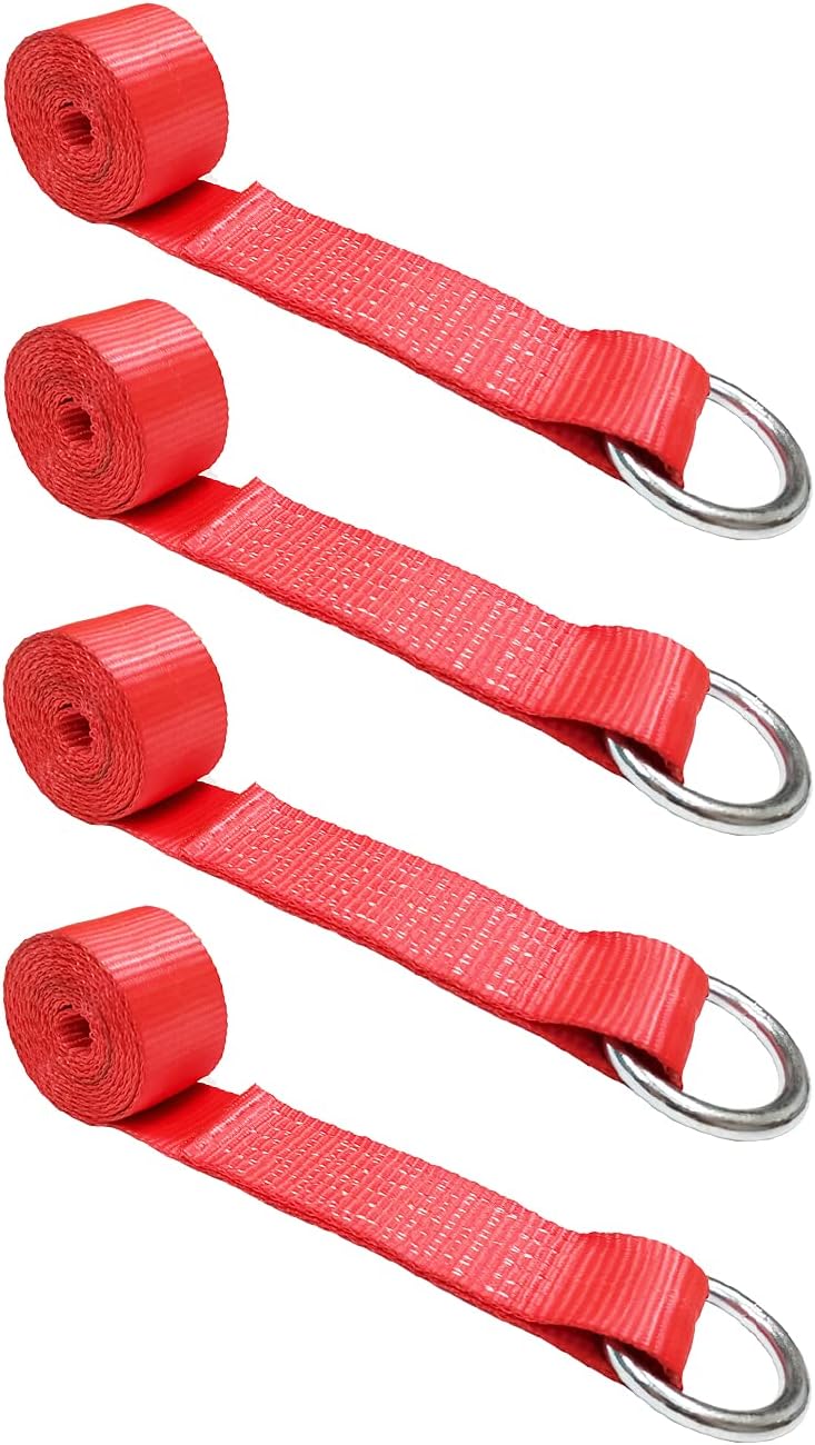 2 in x 10’ Red O-Ring Trailer Tie Down Lasso Strap, 10 Pack E84072