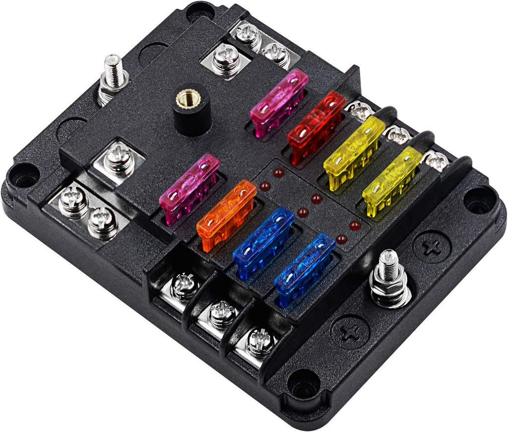 6 Circuit Fuse Block with Ground and Protection Cover for 12V/24V G42002