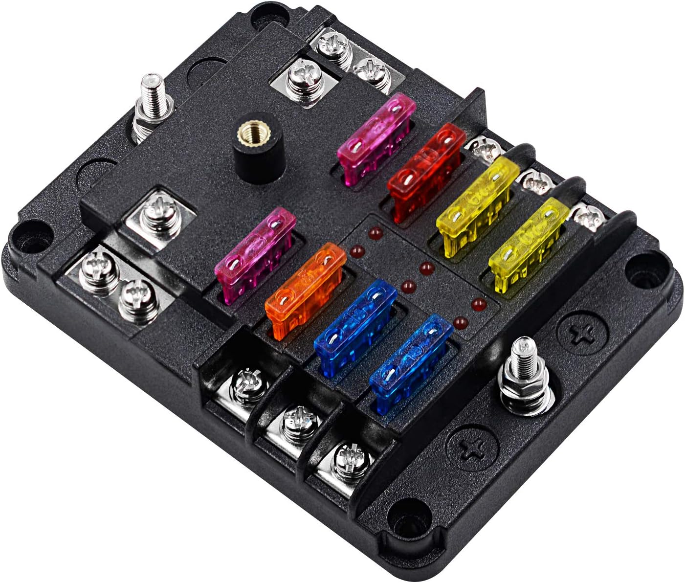 6 Circuit Fuse Block with Ground and Protection Cover for 12V/24V G42002
