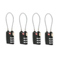 4pcs TSA Approved Cable Luggage Lock Padlock (Black) Y650420
