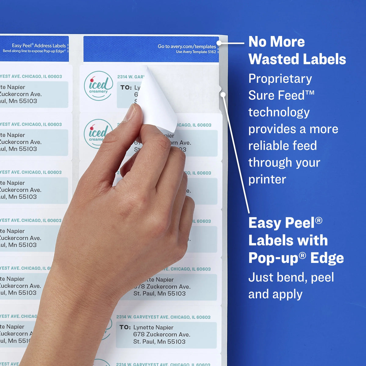 Easy Peel Return Address Labels, Permanent Adhesive, 1/2" x 1-3/4", 8,000 Labels S3893