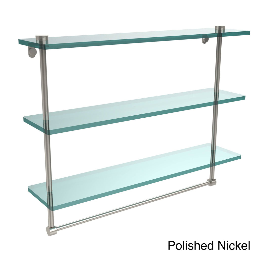 Triple Tiered Glass Shelf with Towel Bar - Antique Bronze - 22 inch W768139