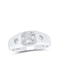 10kt White Gold Mens Baguette Diamond Band Ring 3/8 Cttw V372395