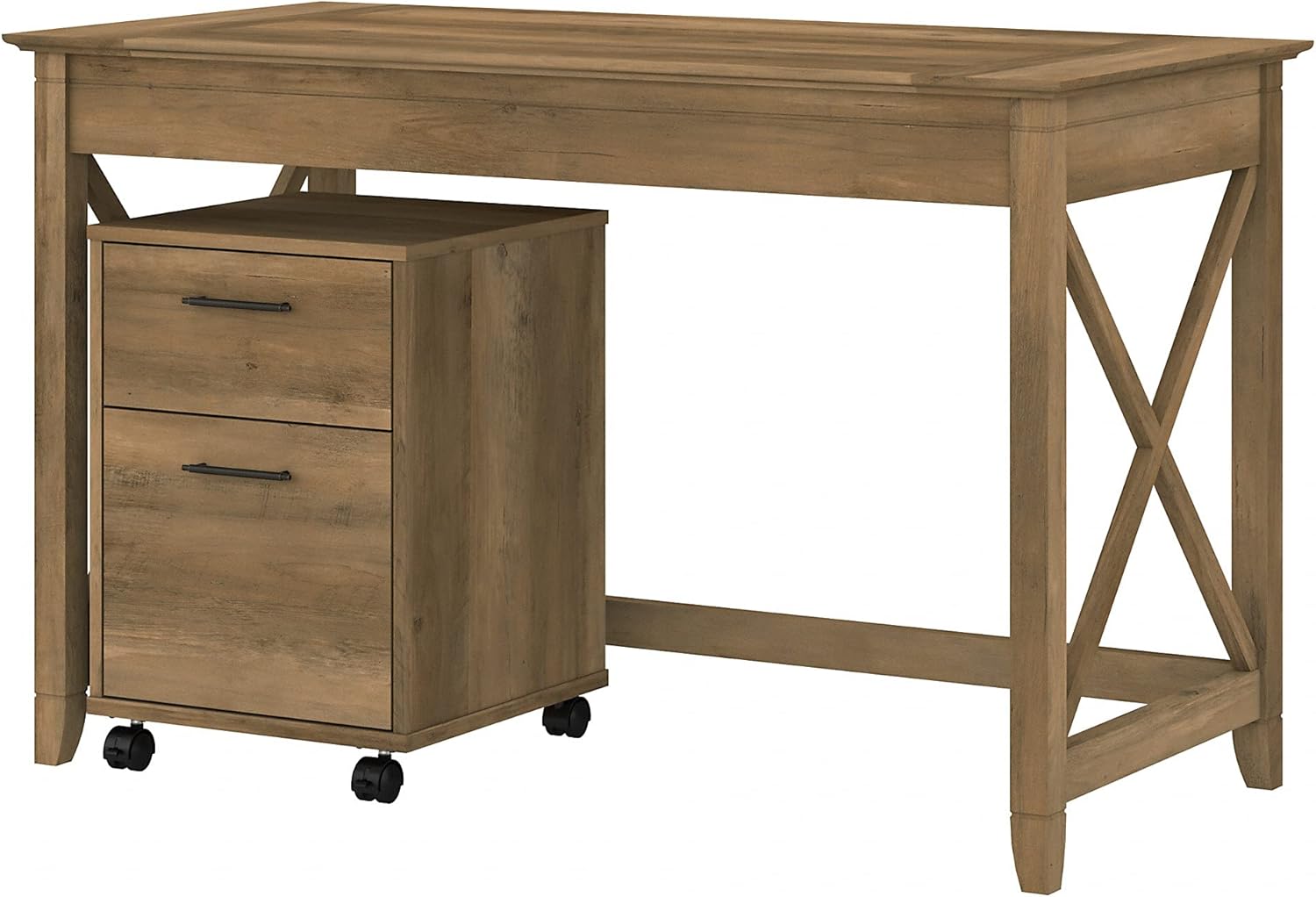 Pure White and Shiplap Gray Writing Desk with 2 Drawer Mobile File Cabinet M562076