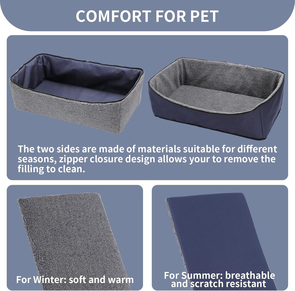 Deep Blue Pet Car Booster Seat with 2 Safety Leashes A3037