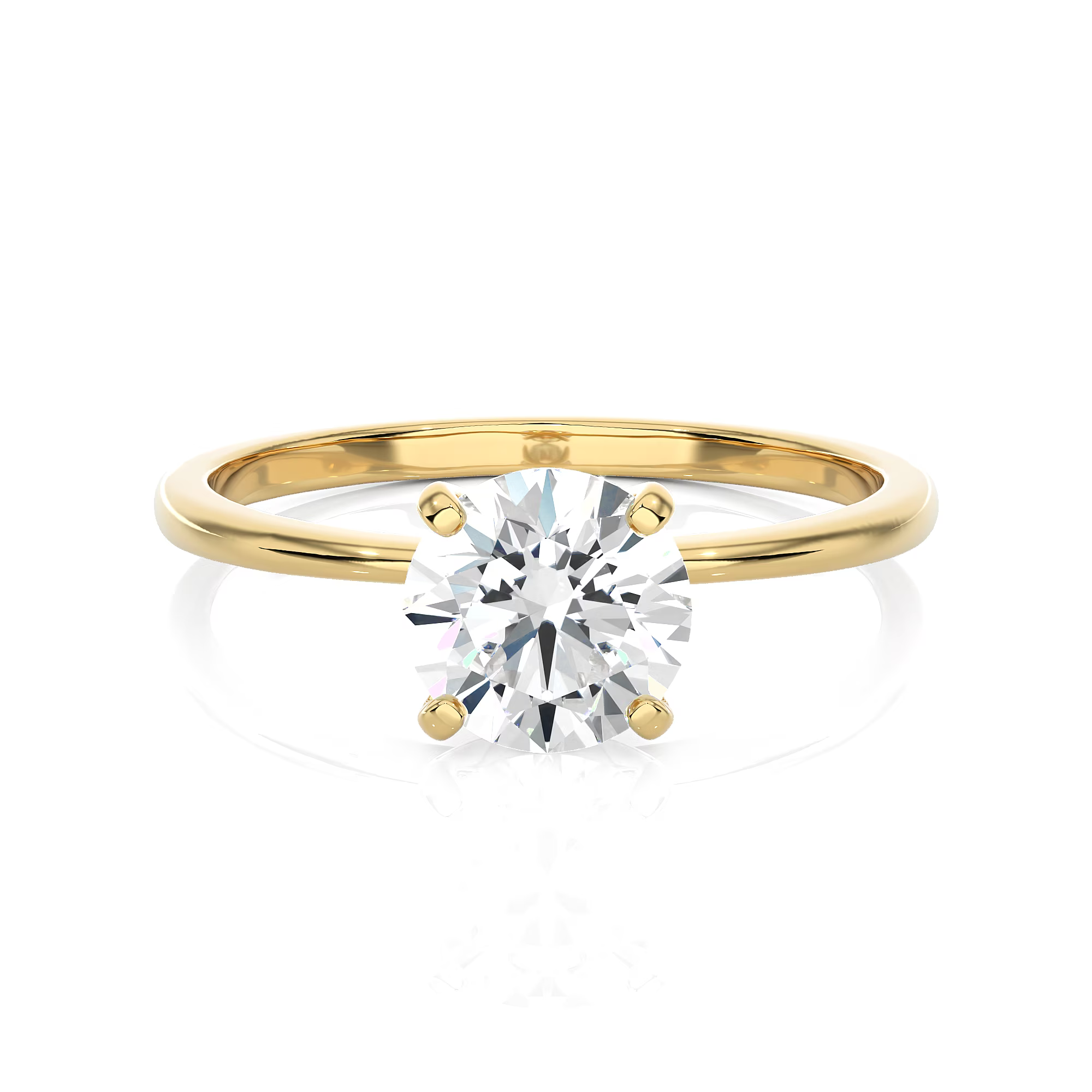 1 1/2 Carat Lab Grown Diamond Solitaire Engagement Ring in 14k Yellow Gold D670