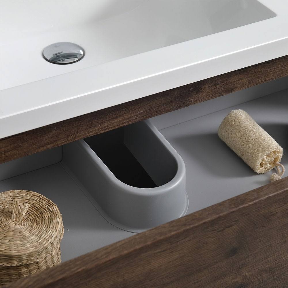 Gray Wood Free Standing Bathroom Cabinet with Integrated Sink L9042