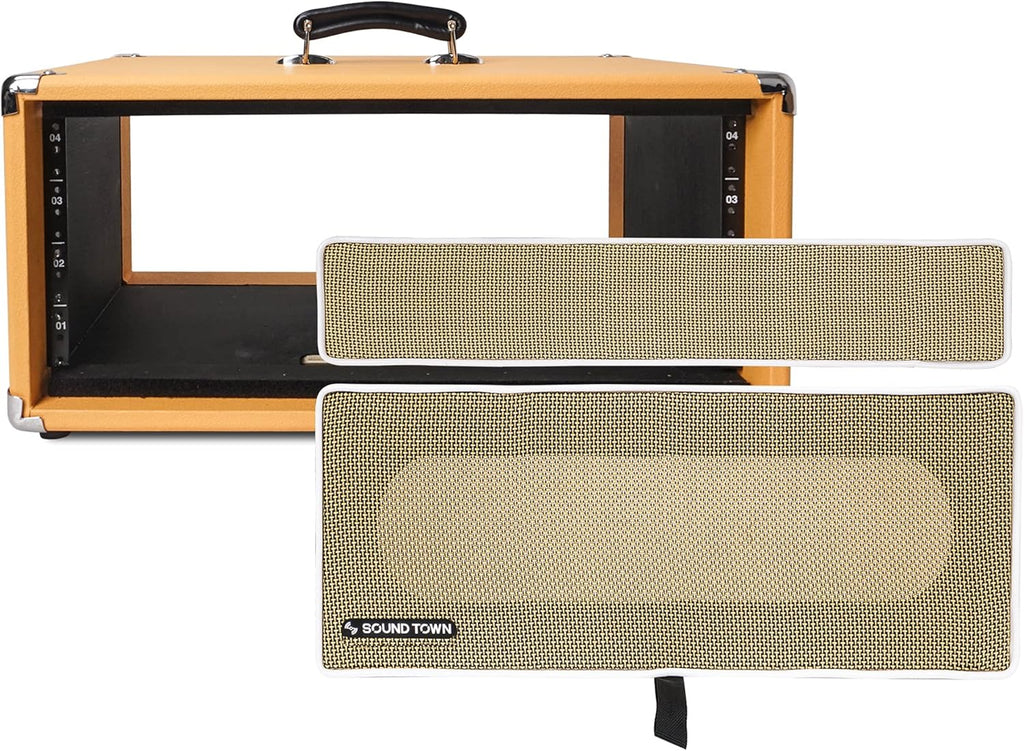 Vintage 2U Amp Rack Case with Rubber Feet, Dust Cover, Kickstand, Orange U5709