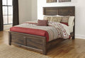 Queen Size Panel Bed with Horizontal Slat Details in Dark Brown N425300
