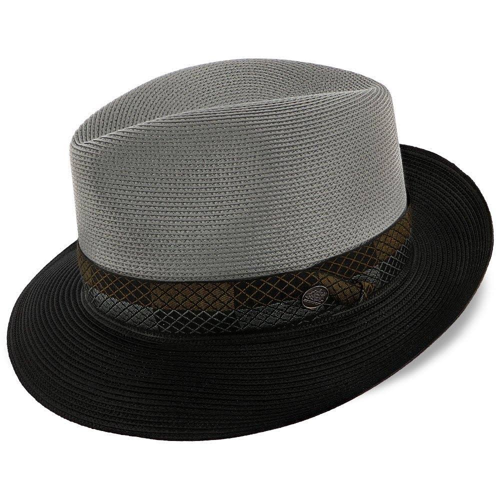 Ivory/Cognac Milan Straw Fedora Hat J858