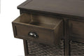 Rustic Storage Cabinet with Two Drawers and Four Rattan Basket D34512