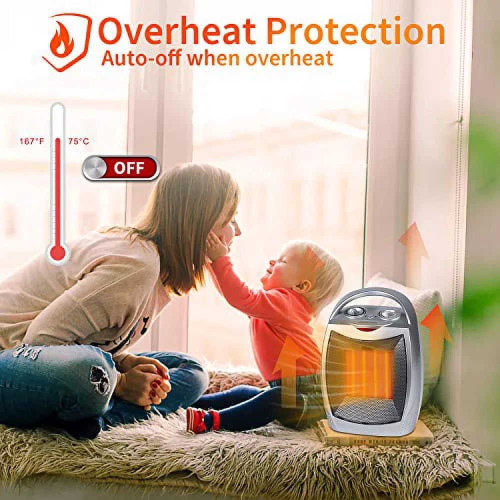 Silver Ceramic Electric Space Heater 1500W A4421