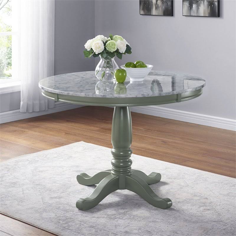 Olive Green and White Wood Dining Table H454901