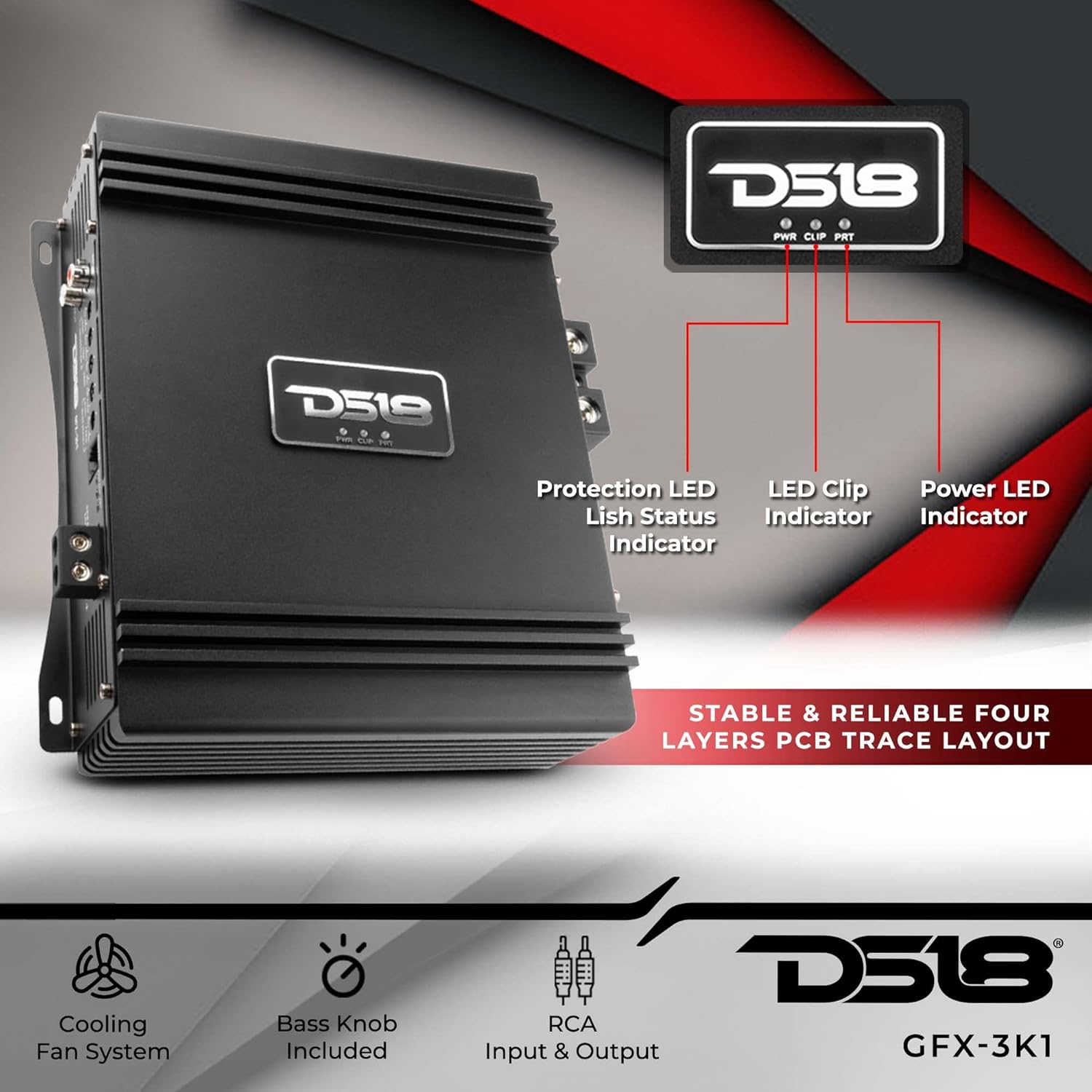 Car Audio Amplifier 3000 Watts RMS 1-Channel Monoblock Q291276