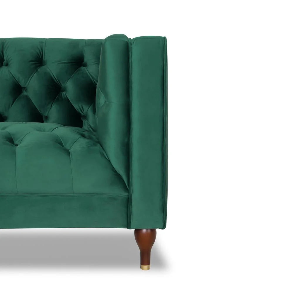 Dark Green Tufted Velvet Armchair O252