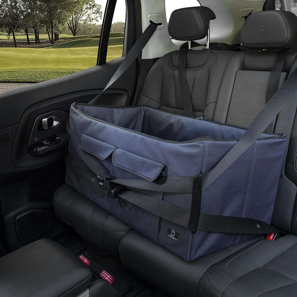 Deep Blue Pet Car Booster Seat with 2 Safety Leashes A3037