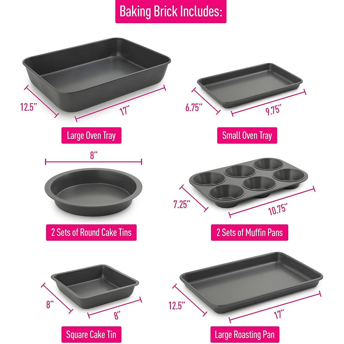 8 Piece Nonstick Carbon Steel Baking Pan Set Z85891