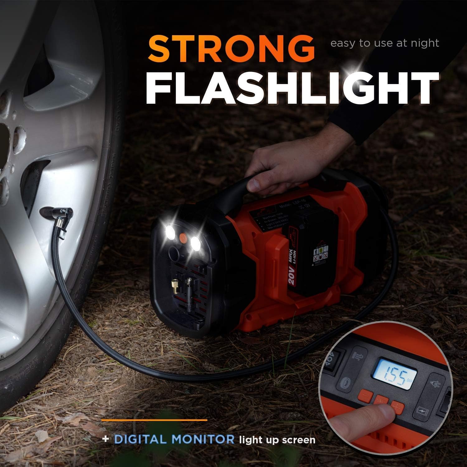 Heavy Duty Portable Tire Inflator with Pressure Gauge C12636