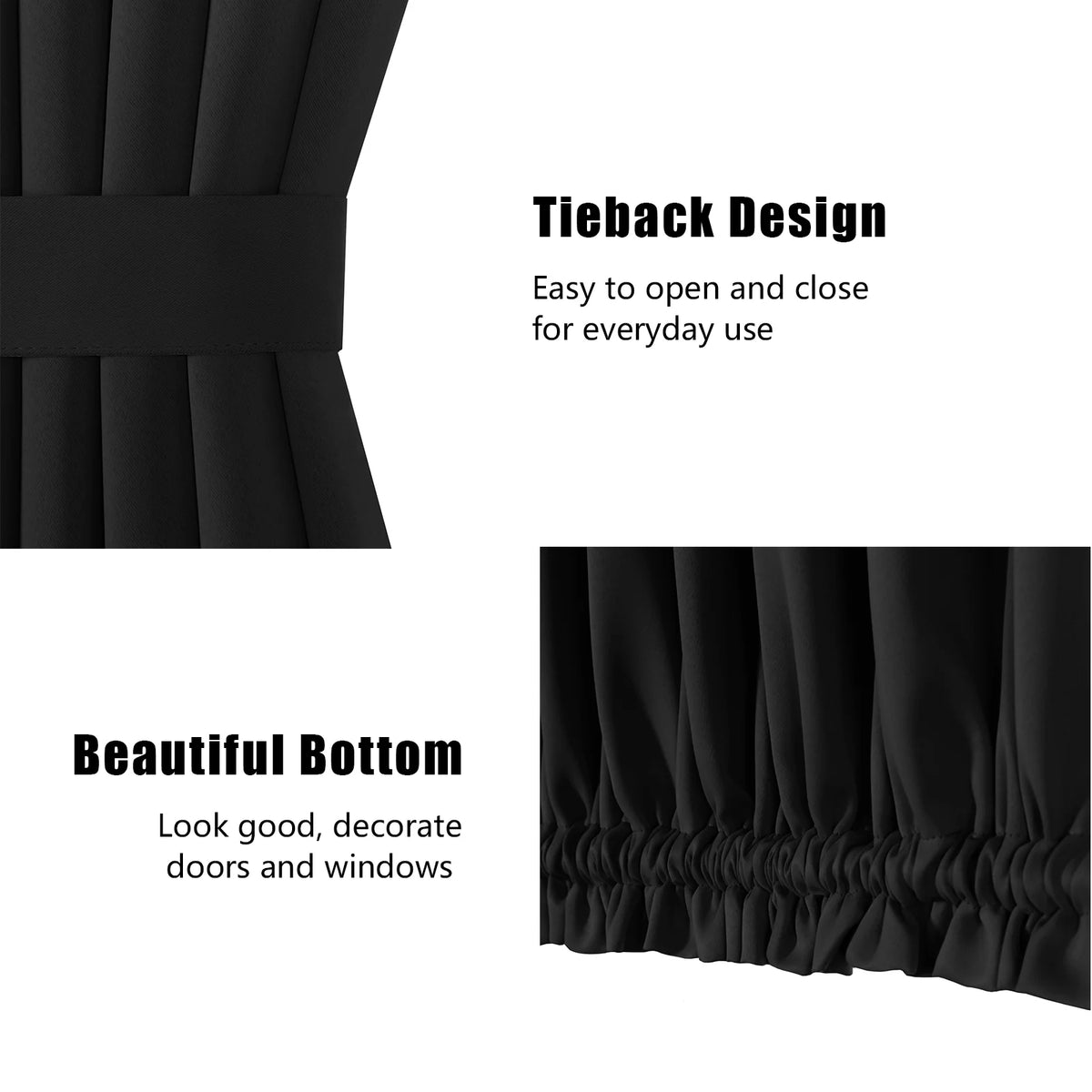 2 Panel French Door Curtains with Rod Pocket Tieback Blackout Curtain 25 x 72 Inch H135