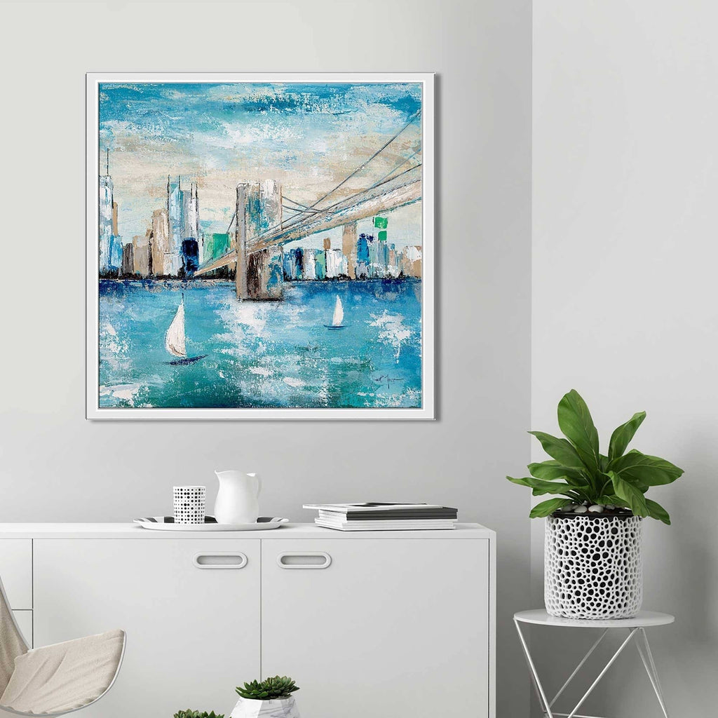Blue Canvas Floating Frame Art M8396