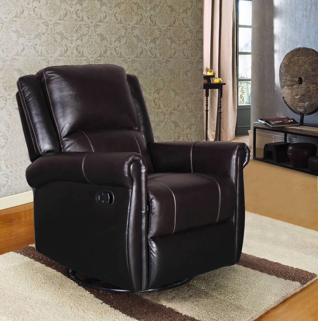 Brown PU Manual Swivel Glider Recliner Chair U203302