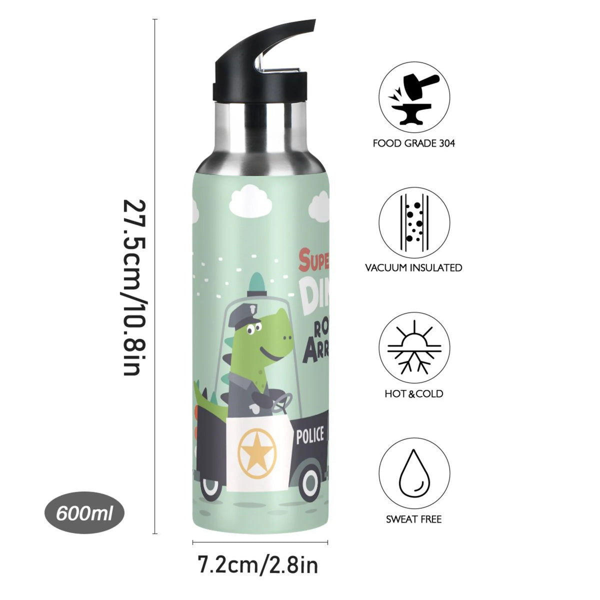 Stainless Steel Water Bottle with Straw Lid Vacuum Insulated 20 OZ I636503