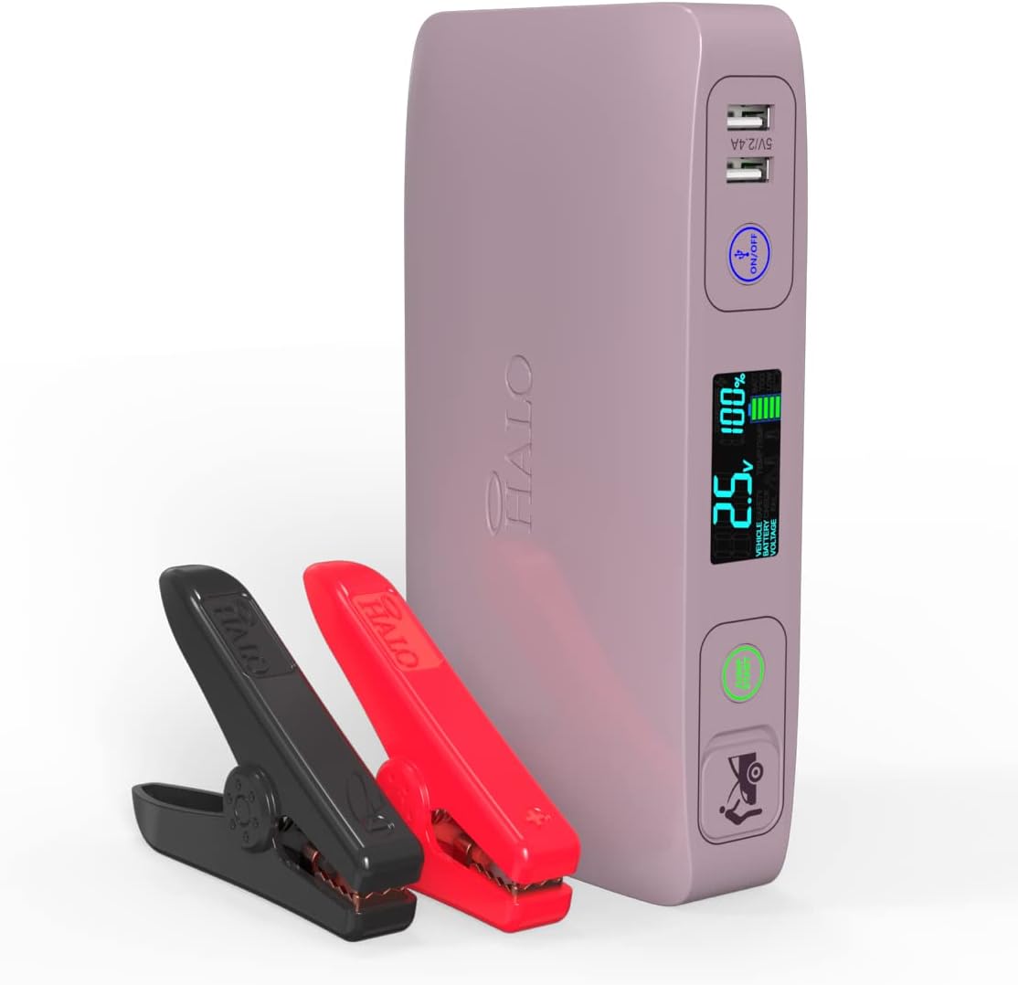 Portable Phone Laptop Charger Car Jump Starter with Outlet, LCD Display, Flood Light and Car Charger P78235