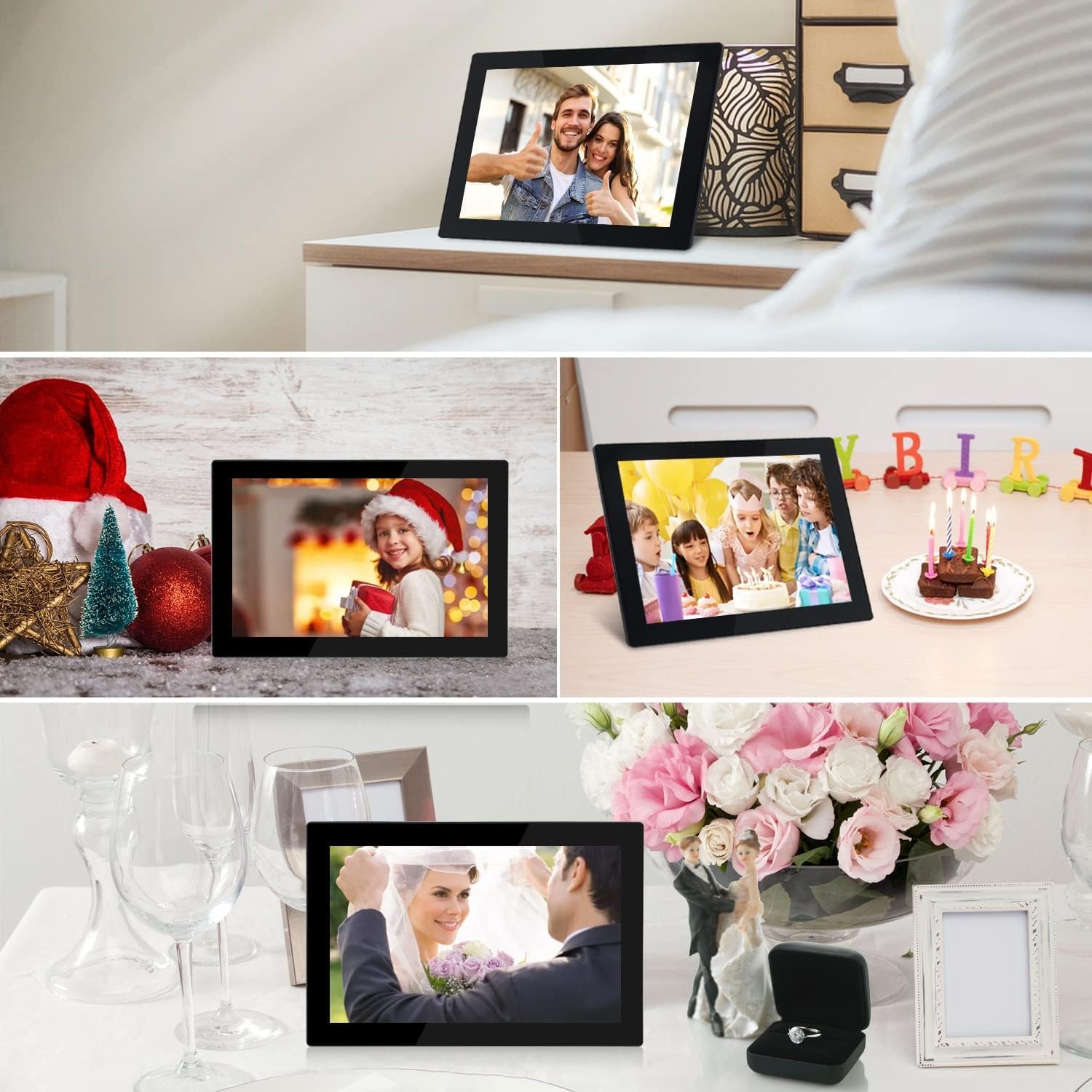 Smart Digital Photo Frame WiFi 10.1 Inch FHD IPS Touch Screen 16GB Storage W9849