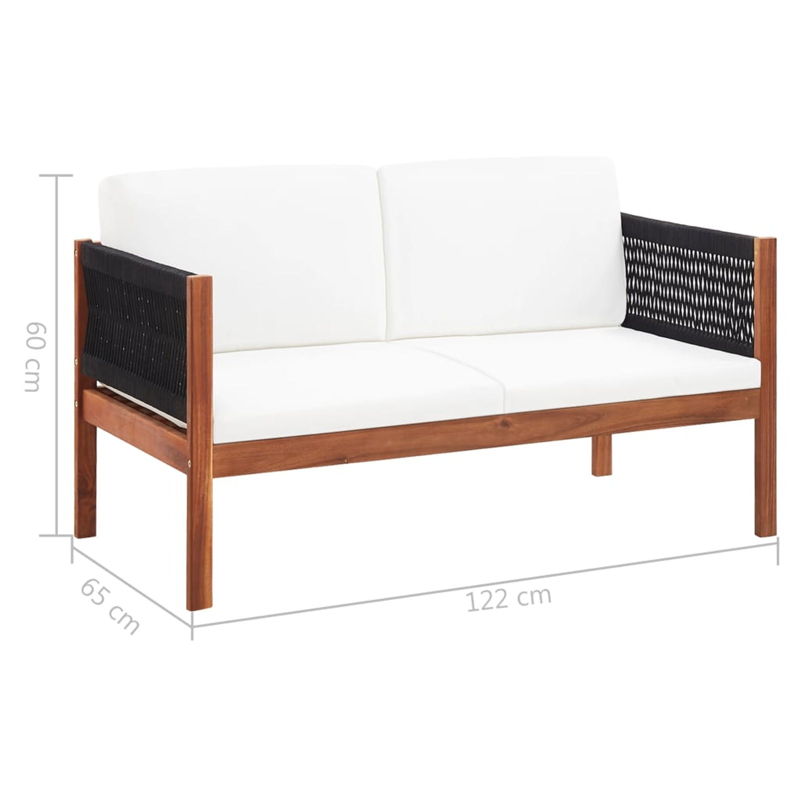 Set of 4 Cream White Cushioned Acacia Wood Outdoor Furniture Set X429250