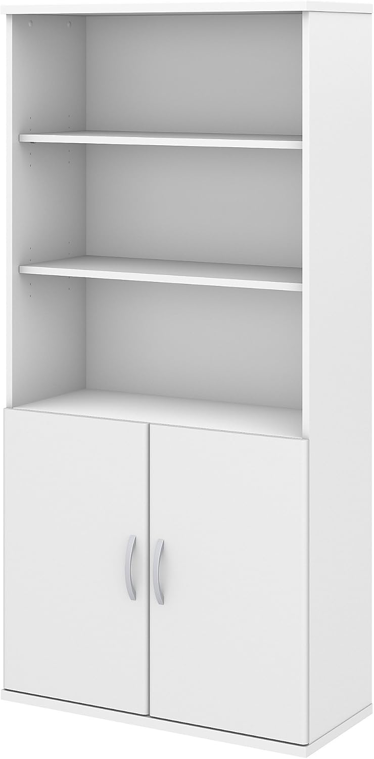 Storm Gray 5 Shelf Bookcase with Doors S4130