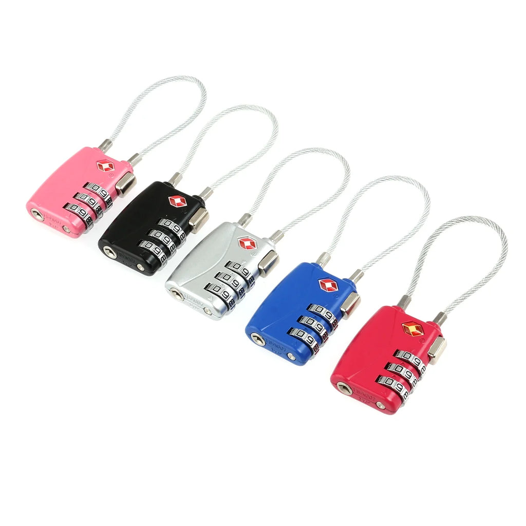 4pcs TSA Approved Cable Luggage Lock Padlock (Black) Y650420