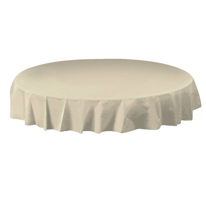 Ivory Plastic Round Tablecover J37105