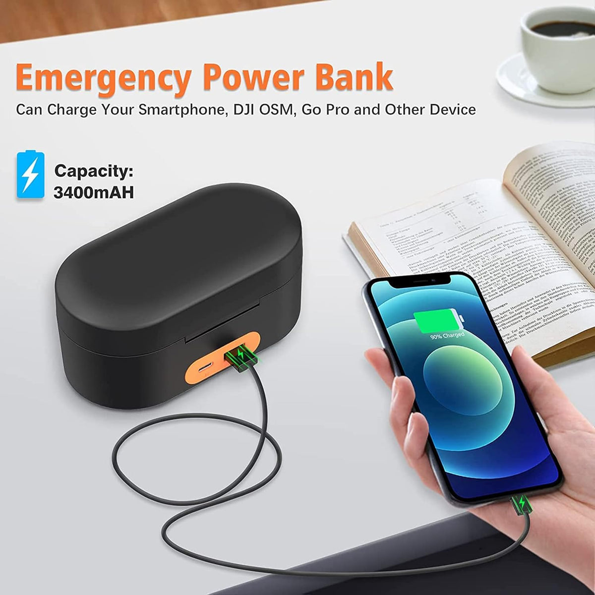 Wireless Charging Case with 3400mAh Built-in Battery Pack of 2 B49836