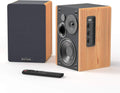 Wood Grain 4 Inch Powered Bluetooth Bookshelf Speakers I288