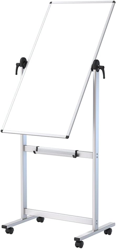 Double-sided Magnetic Mobile Whiteboard, 48 x 24 Inches, Aluminium Frame and Stand C4645