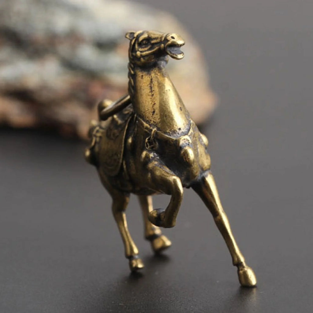 Copper Race Horse Miniature Figurines Ornament Decorations E406