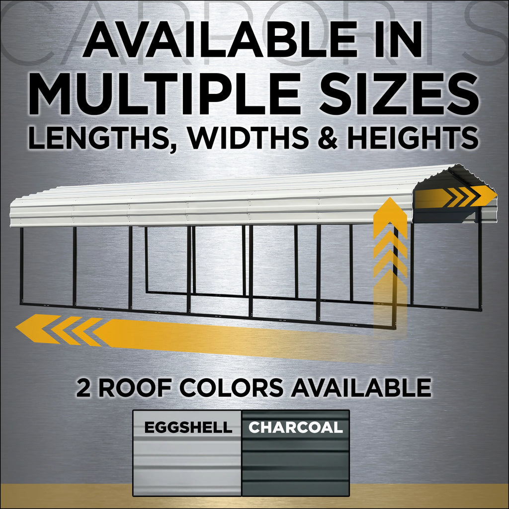 Galvanized Steel Carport Kit, 10' x 20' x 9' H811