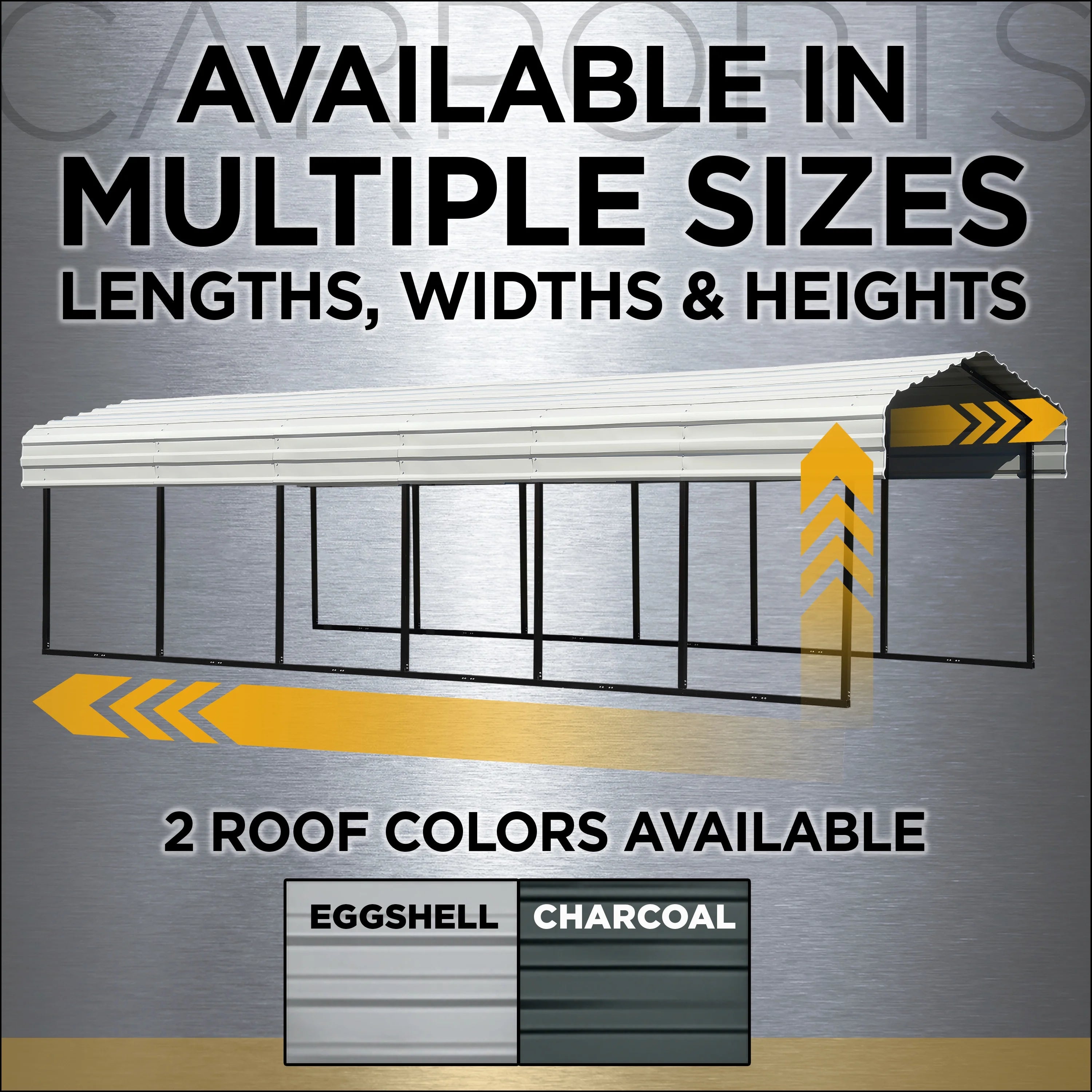Galvanized Steel Carport Kit, 10' x 20' x 9' H811