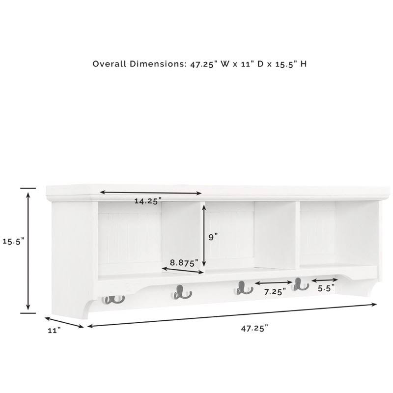 Distressed White Storage Shelf W6171