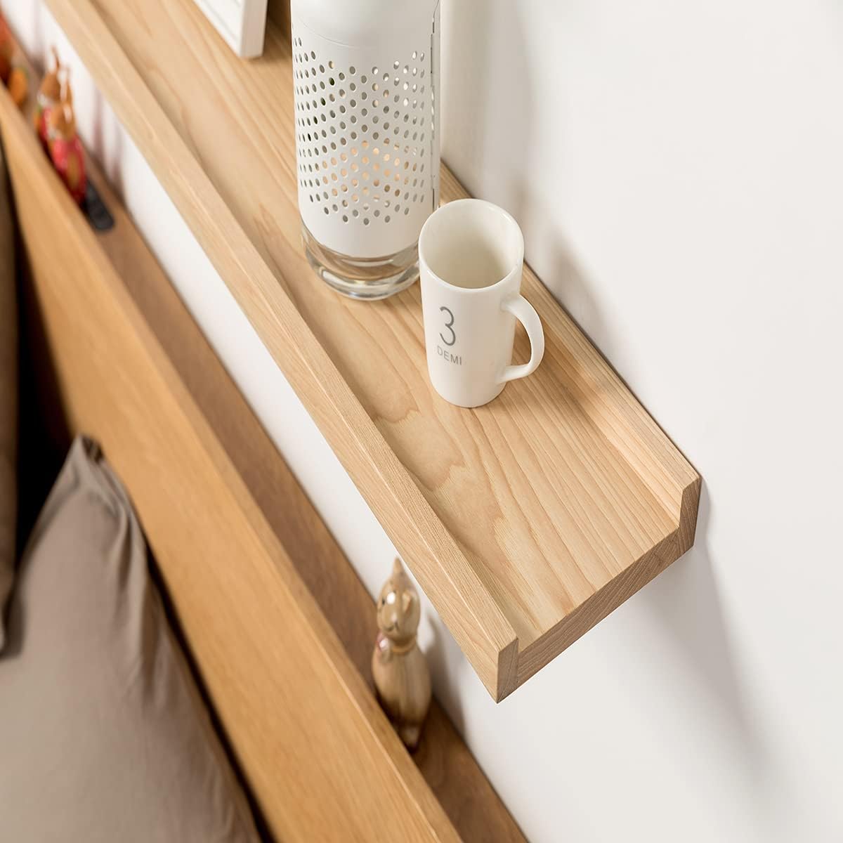 Pecan Solid Wood Floating Wall Shelves, 36 Inches Pack of 2 Y284