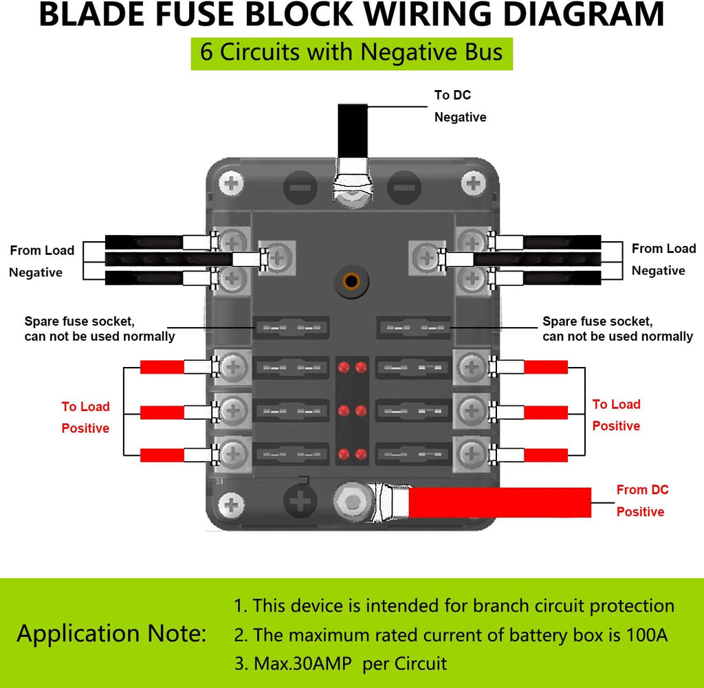 6 Circuit Fuse Block with Ground and Protection Cover for 12V/24V G42002