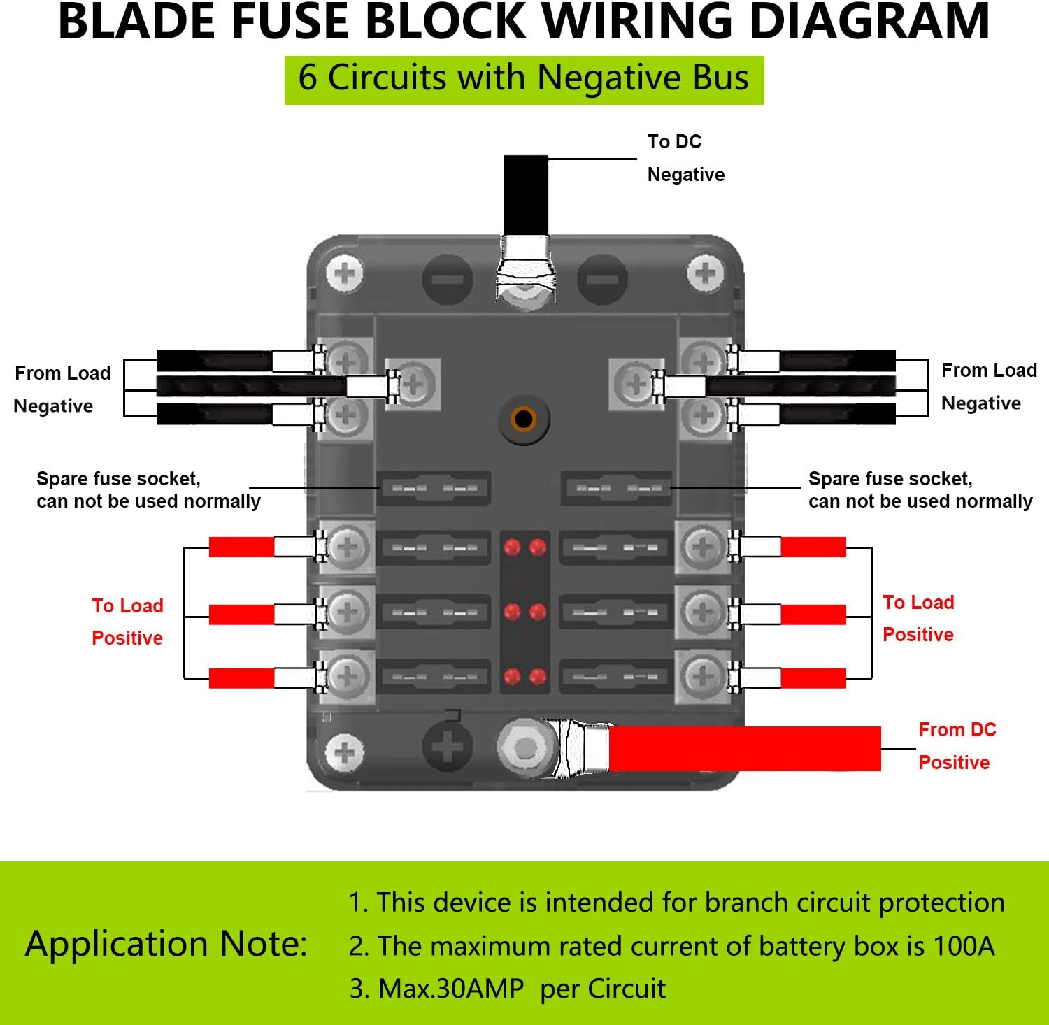 6 Circuit Fuse Block with Ground and Protection Cover for 12V/24V G42002