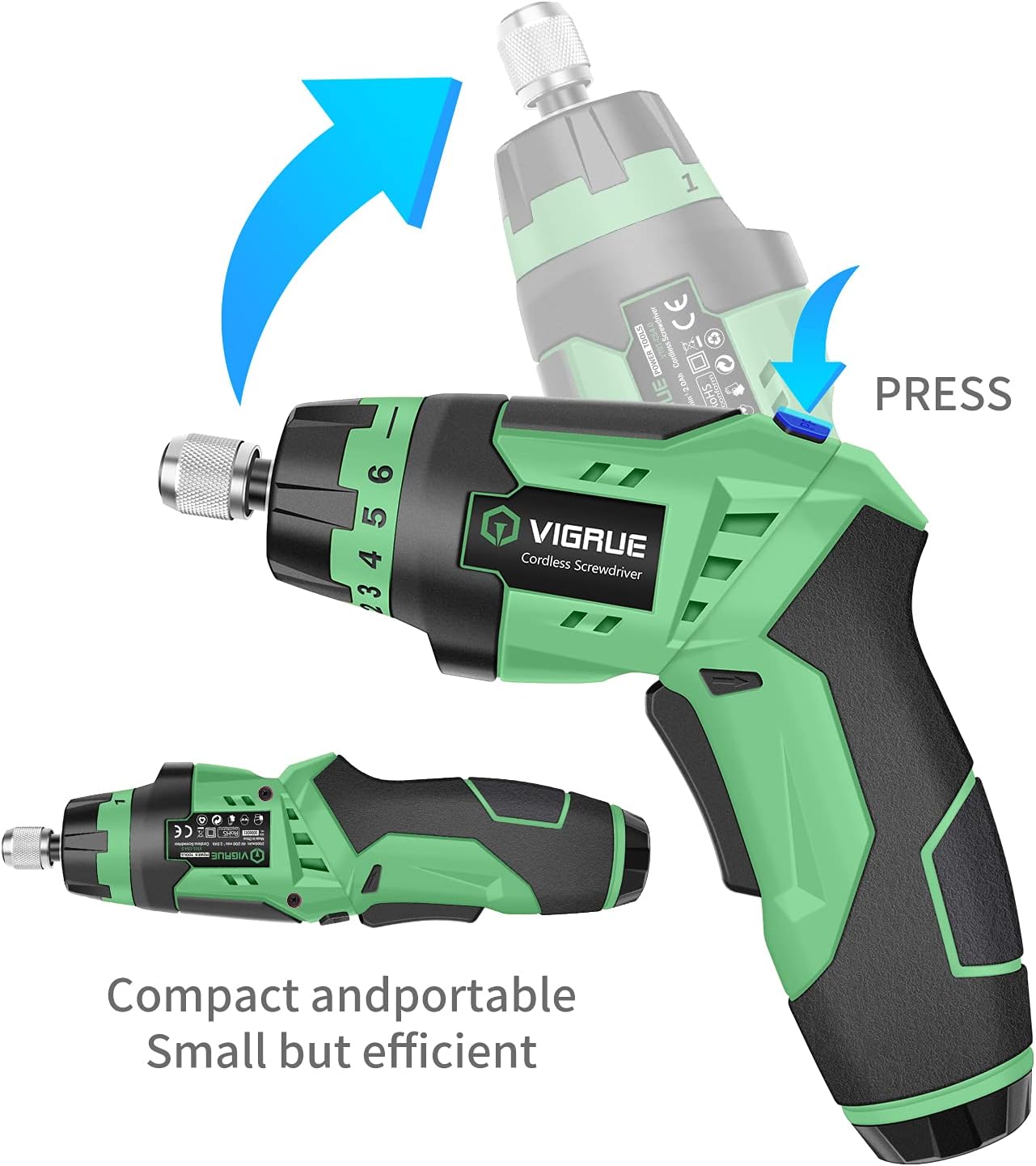Cordless Rechargeable Electric Screwdriver with LED Light, Flexible Shaft, 4V MAX 2000mAh, Pack of 2 E29315