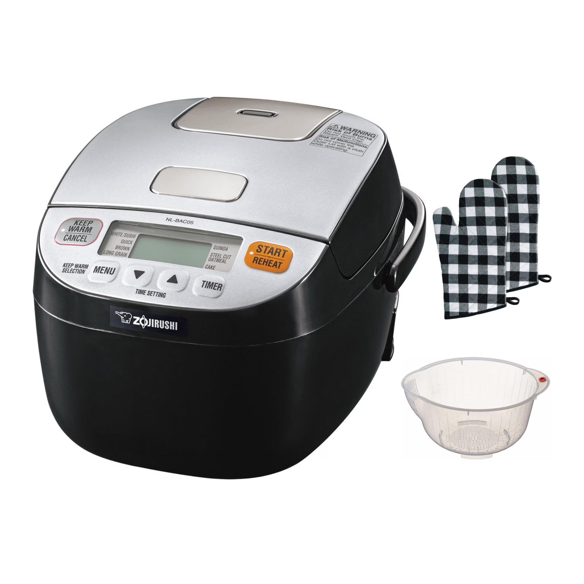 Micom Rice Cooker (3-Cup) with Rice Washing Bowl and Oven Mitt H5806