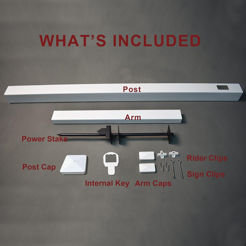 Vinyl PVC Real Estate Sign Post with Flat Cap 6' Tall, 36 Arm Holds Up to 24 Sign, White D6404