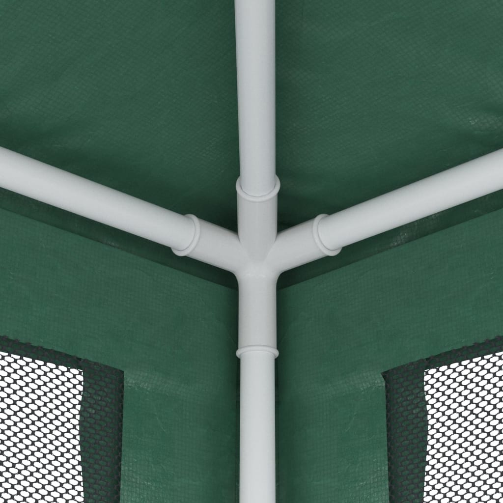 Green 6.6'x6.6' HDPE Party Tent with 4 Mesh Sidewalls L6361