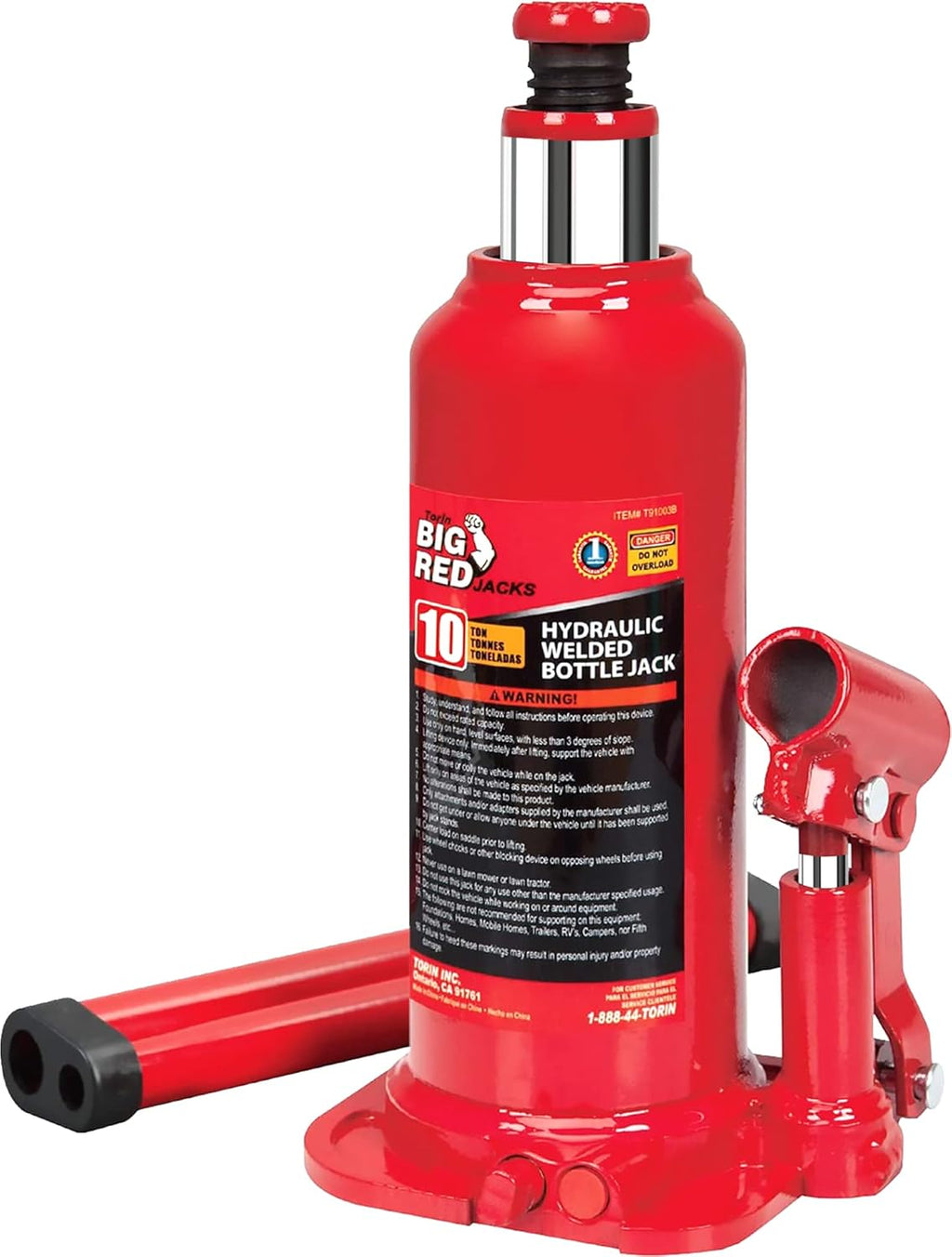 Hydraulic Welded Bottle Jack, 12 Ton Capacity, Red, Pack of 2 N40246