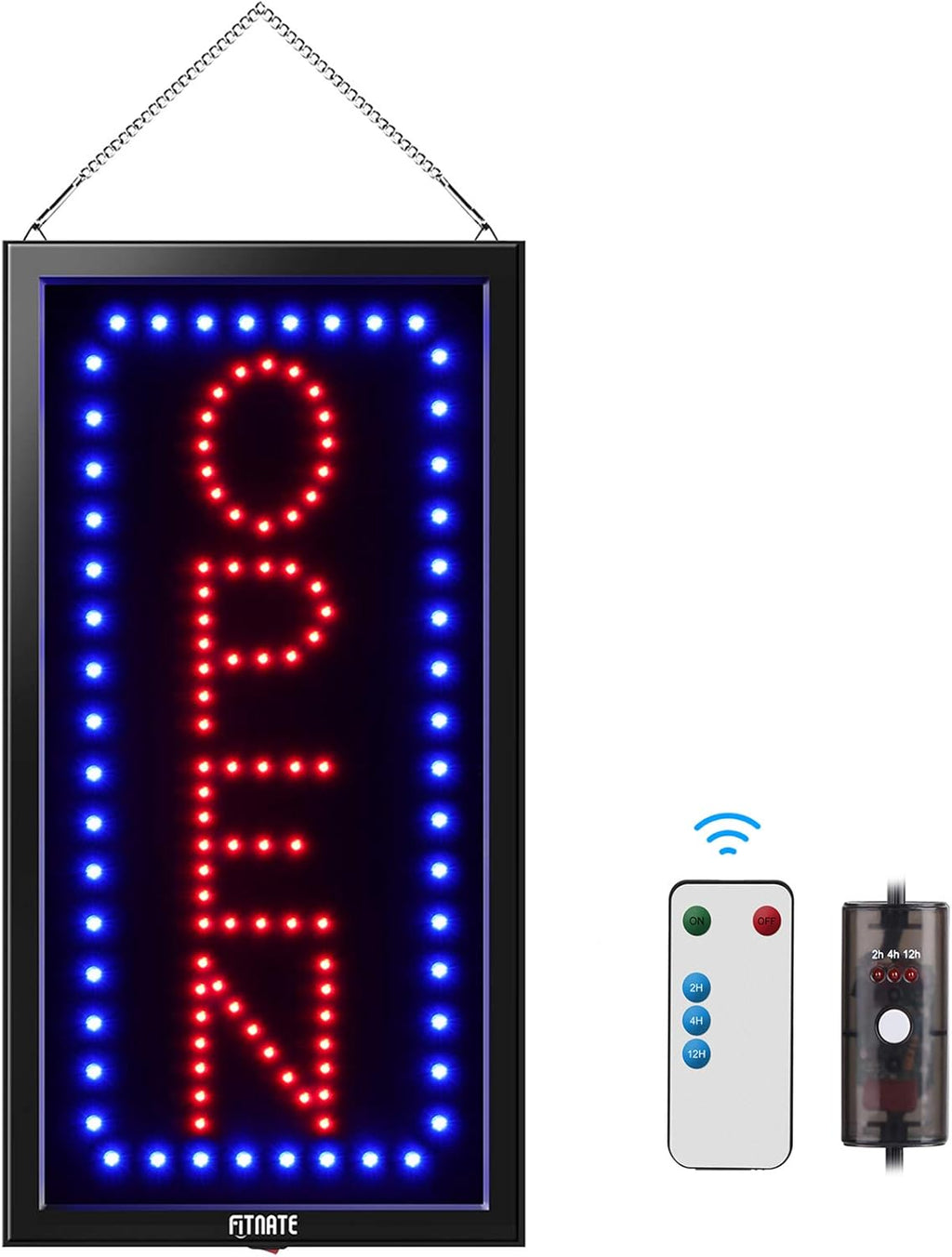 LED Open Sign with Remote, 19x10inches Ultra Bright Electric Light Up Sign T60914
