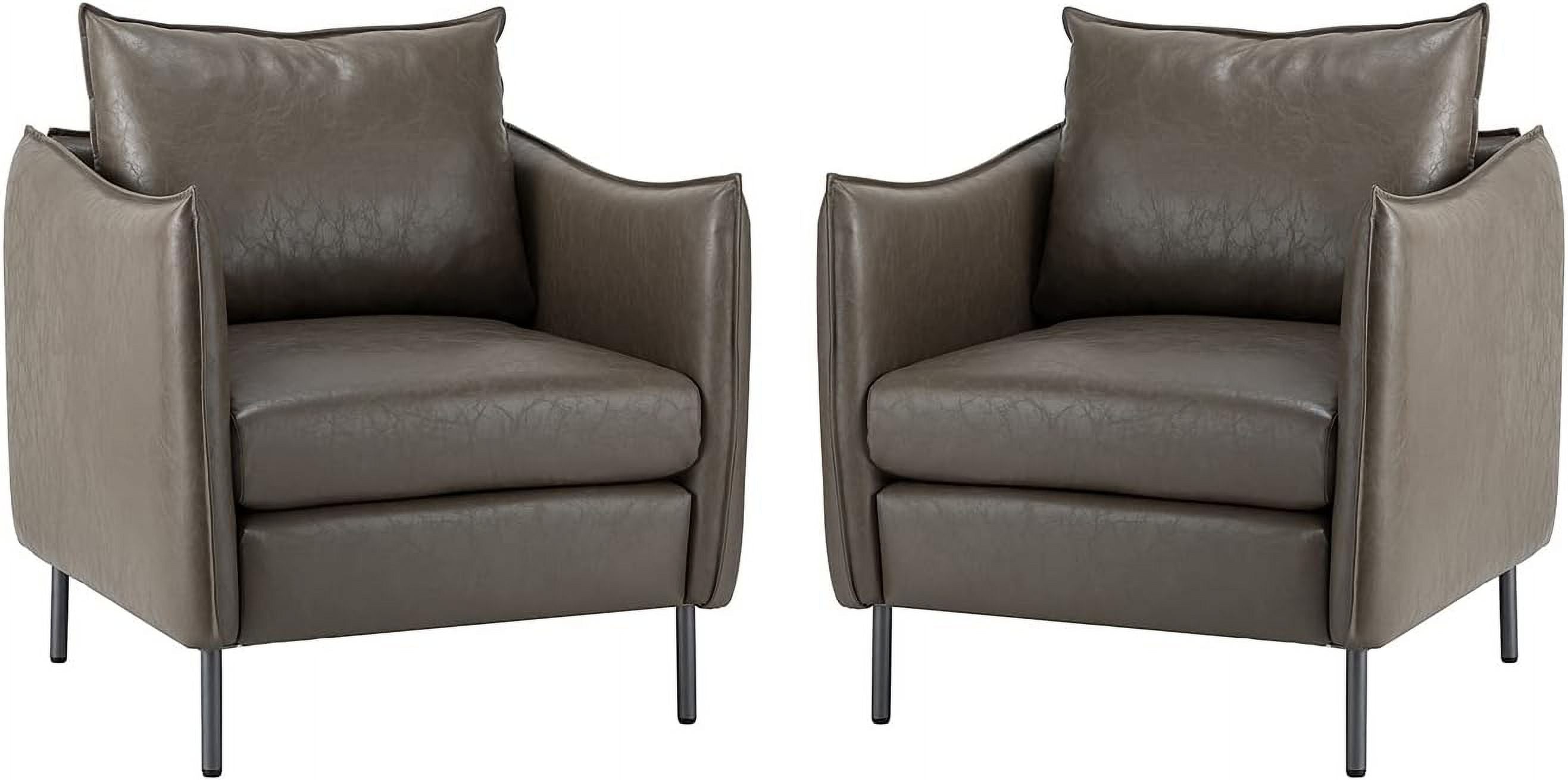 Grey Faux Leather Armchair Set Of 2 with Moveable Cushion X40583