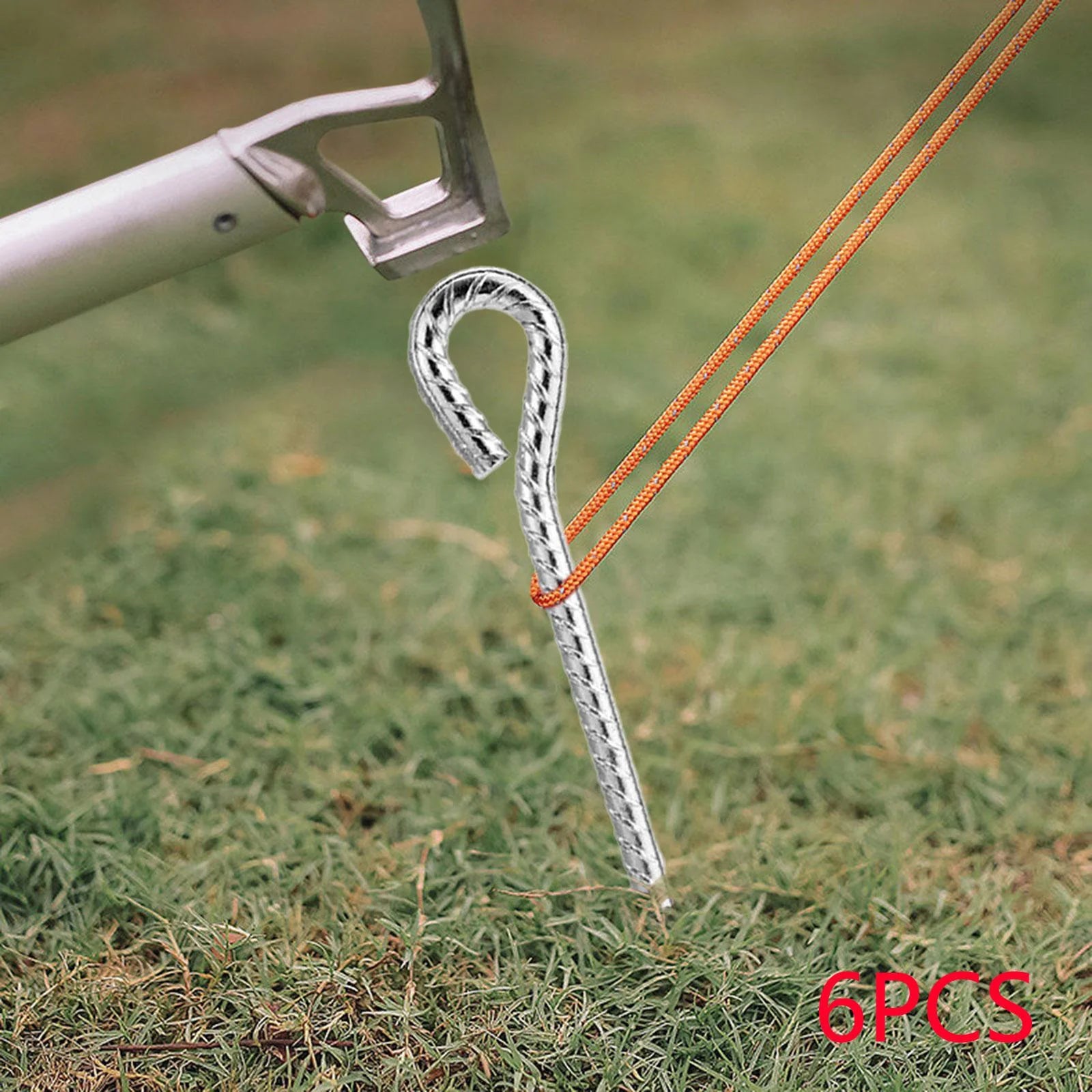 6 Pieces Tent Stakes Pegs with Hook 35CM V7178
